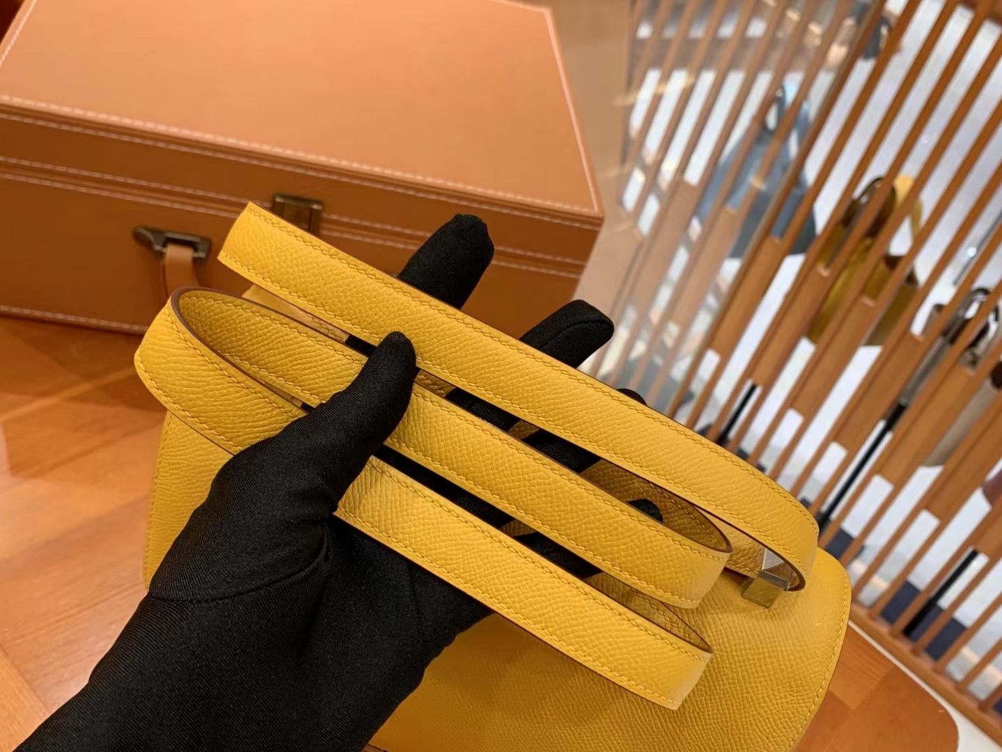 Hermès（爱马仕）Constance 康康 琥珀黄 Epsom 掌纹牛皮 银扣 24cm 原版蜜蜡线 顶级手缝