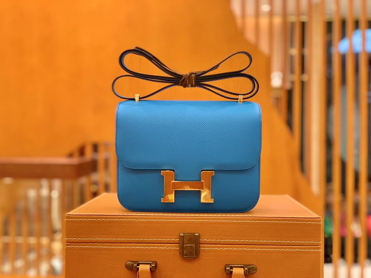 Hermès（爱马仕）Constance 康康 弗里达蓝 Epsom 掌纹牛皮 金扣 19cm 原版蜜蜡线 顶级手缝