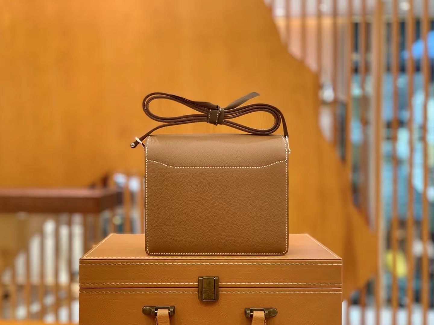 Hermès（爱马仕）Rouils Mini 迷你 猪鼻子 金棕色 Evercolor 牛皮 银扣 原版蜜蜡线 顶级手缝
