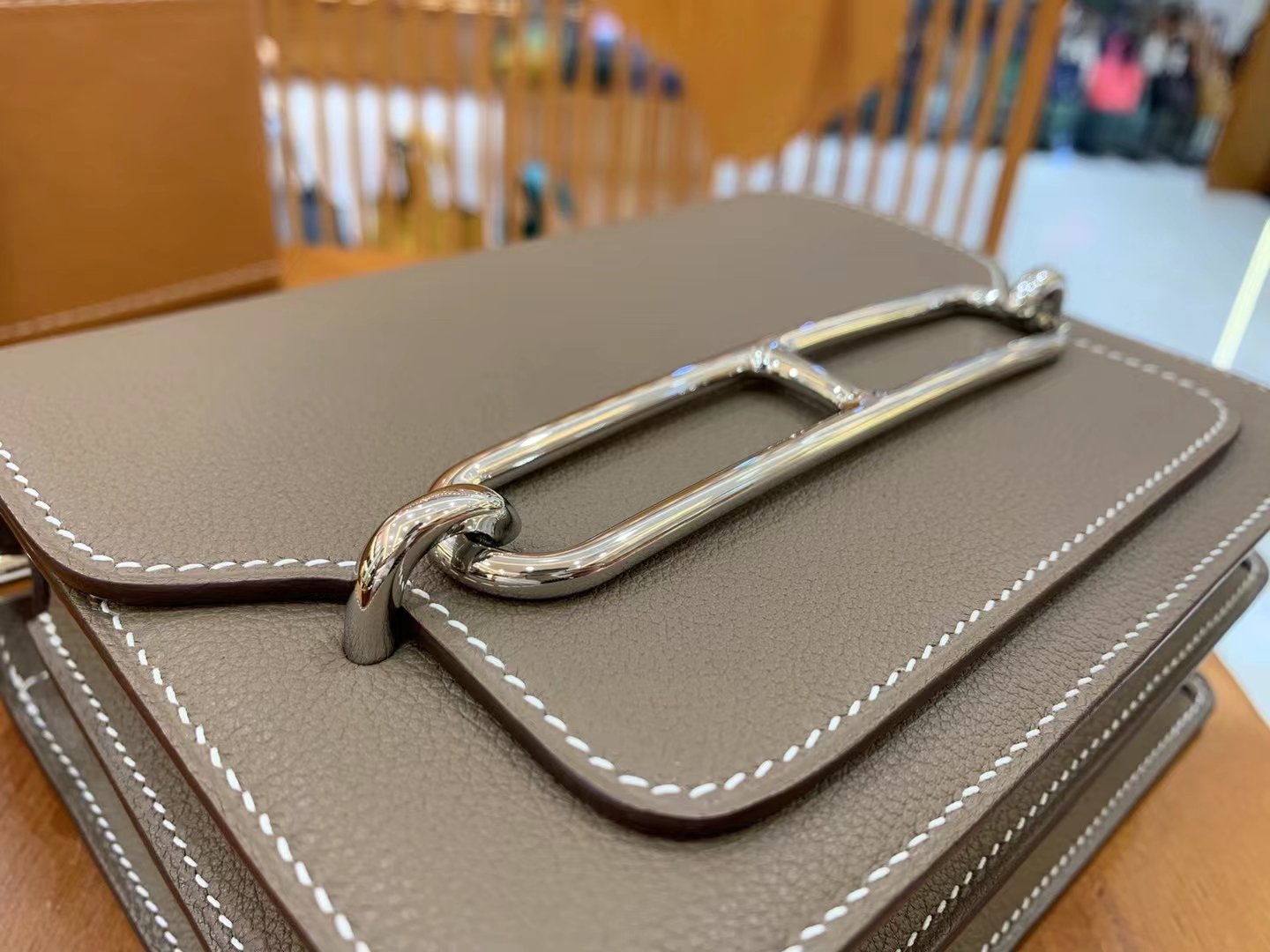 Hermès（爱马仕）Rouils Mini 迷你 猪鼻子 大象灰 Evercolor 牛皮 银扣 原版蜜蜡线 顶级手缝