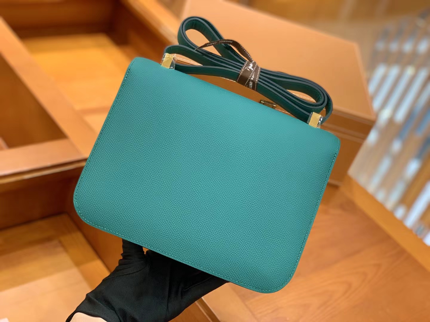 Hermès（爱马仕）Constance 康康 孔雀绿 Epsom 掌纹牛皮 金扣 24cm 原版蜜蜡线 顶级手缝