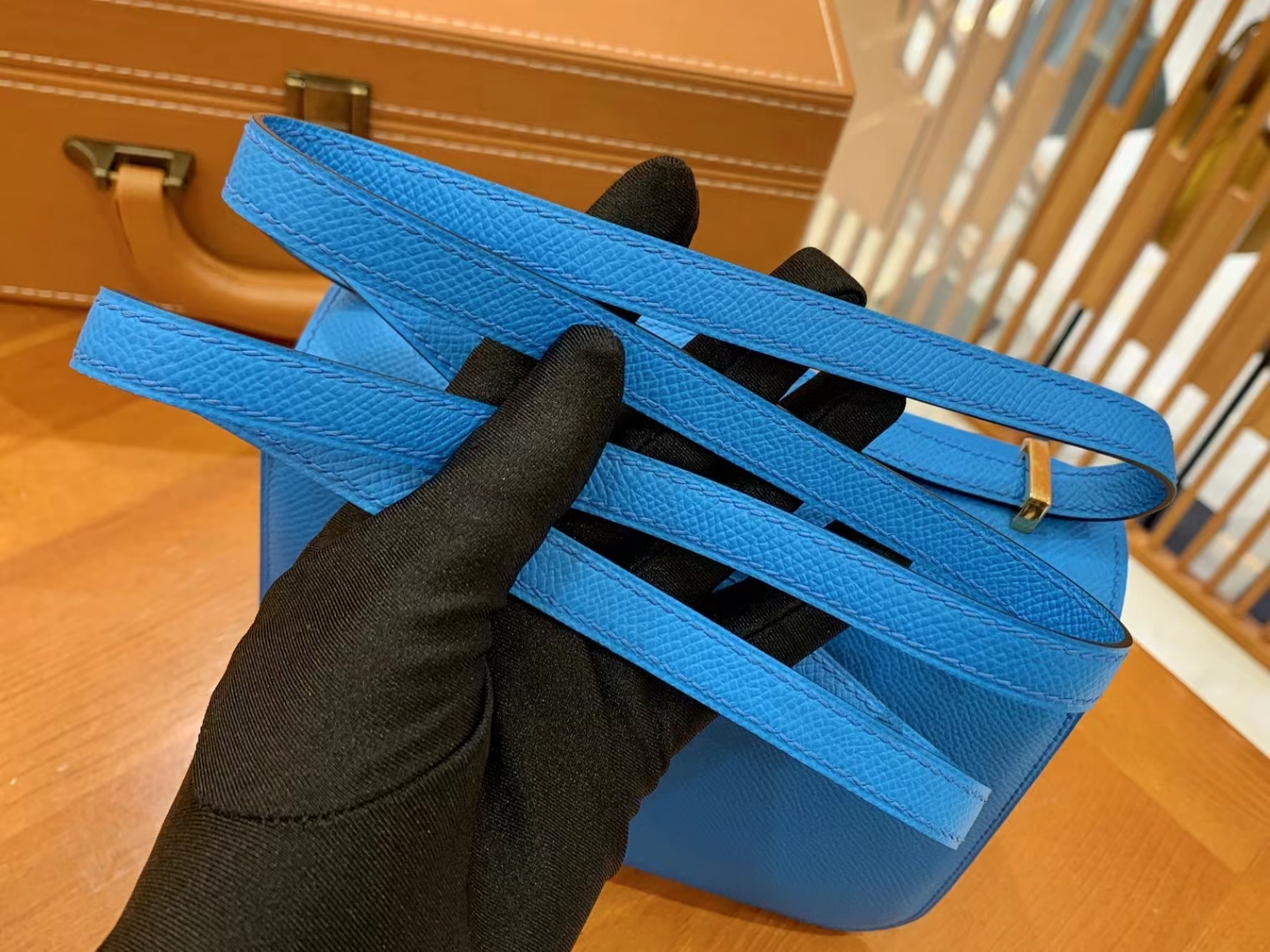 Hermès（爱马仕）Constance 康康 弗里达蓝 Epsom 掌纹牛皮 金扣 19cm 原版蜜蜡线 顶级手缝