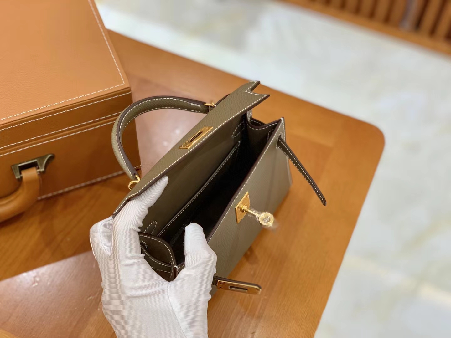 Hermès（爱马仕）Mini kelly 迷你凯莉 大象灰 Epsom掌纹牛皮 金扣 二代 原版蜜蜡线 顶级手缝