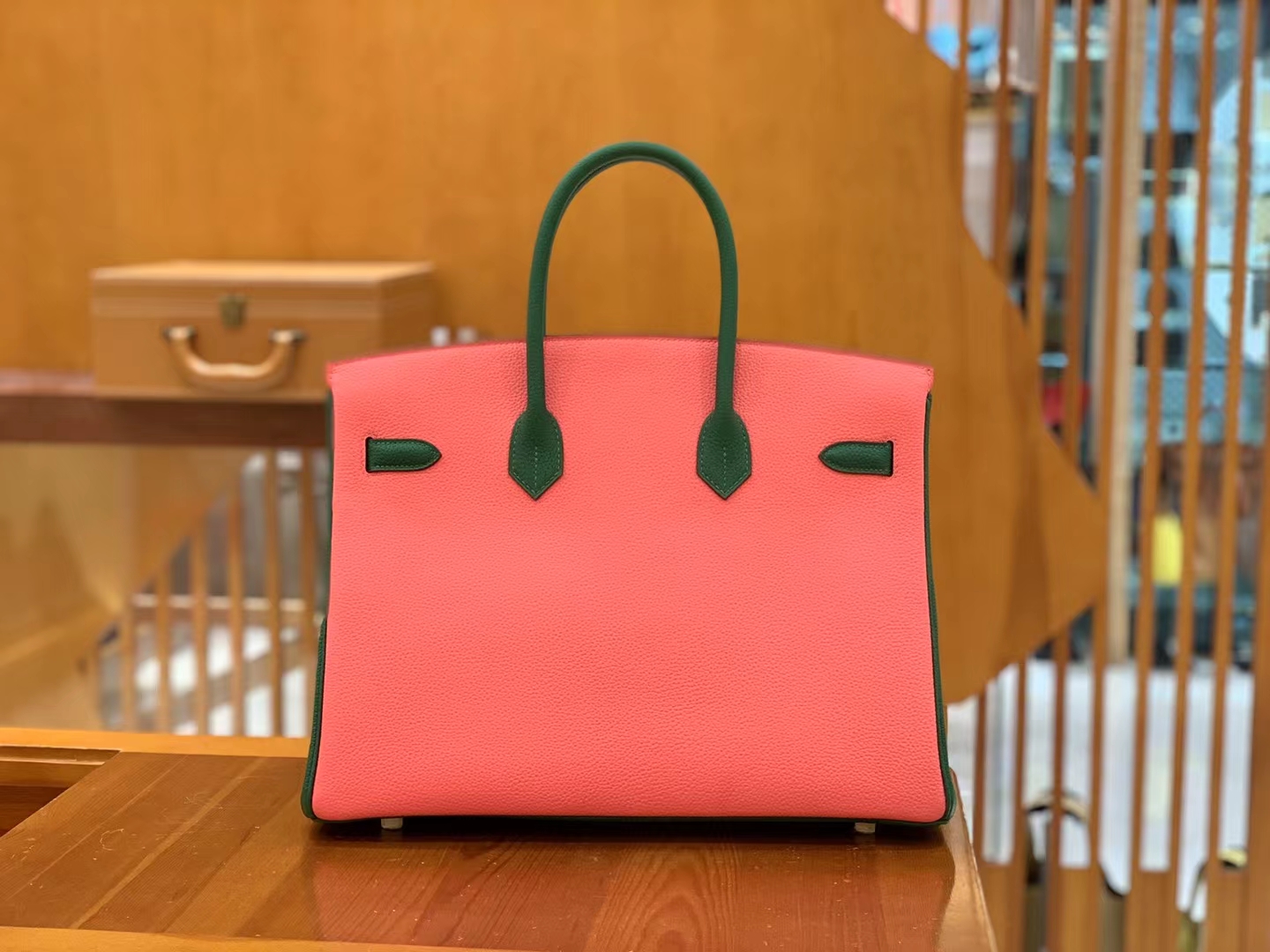 Hermès（爱马仕）Birkin 铂金包 梦幻紫 拼 唇膏粉 拼 丝绒绿 进口Togo皮 金扣 35cm