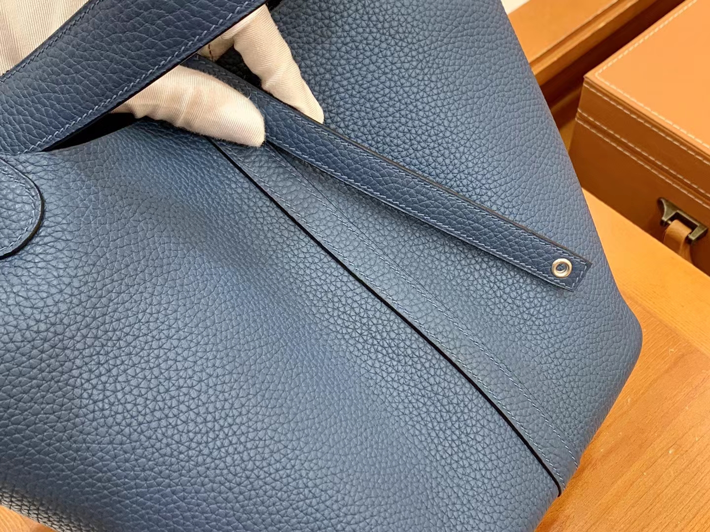 Hermès（爱马仕）Picotin 菜篮子 深邃蓝 进口TC大牛皮 银扣 22cm 原版蜜蜡线 顶级手缝