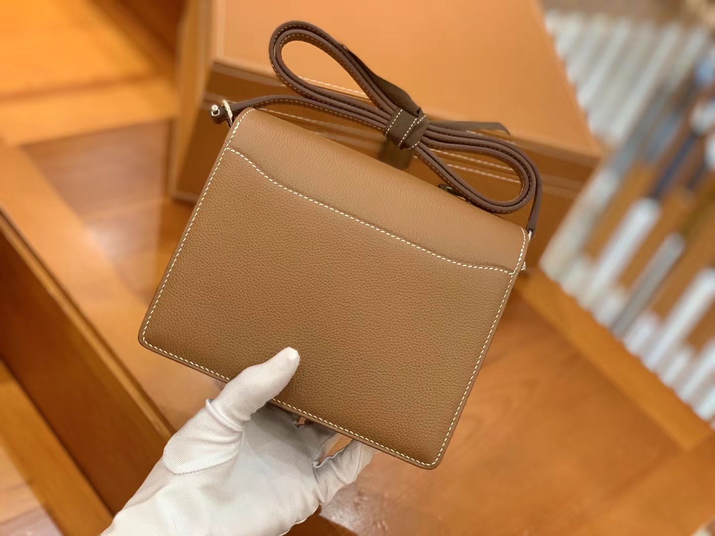 Hermès（爱马仕）Rouils Mini 迷你 猪鼻子 金棕色 Evercolor 牛皮 银扣 原版蜜蜡线 顶级手缝