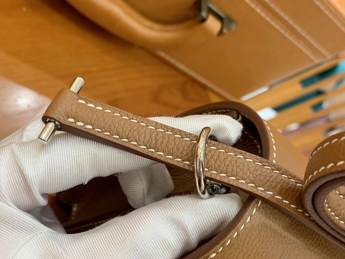 Hermès（爱马仕）Rouils Mini 迷你 猪鼻子 金棕色 Evercolor 牛皮 银扣 原版蜜蜡线 顶级手缝