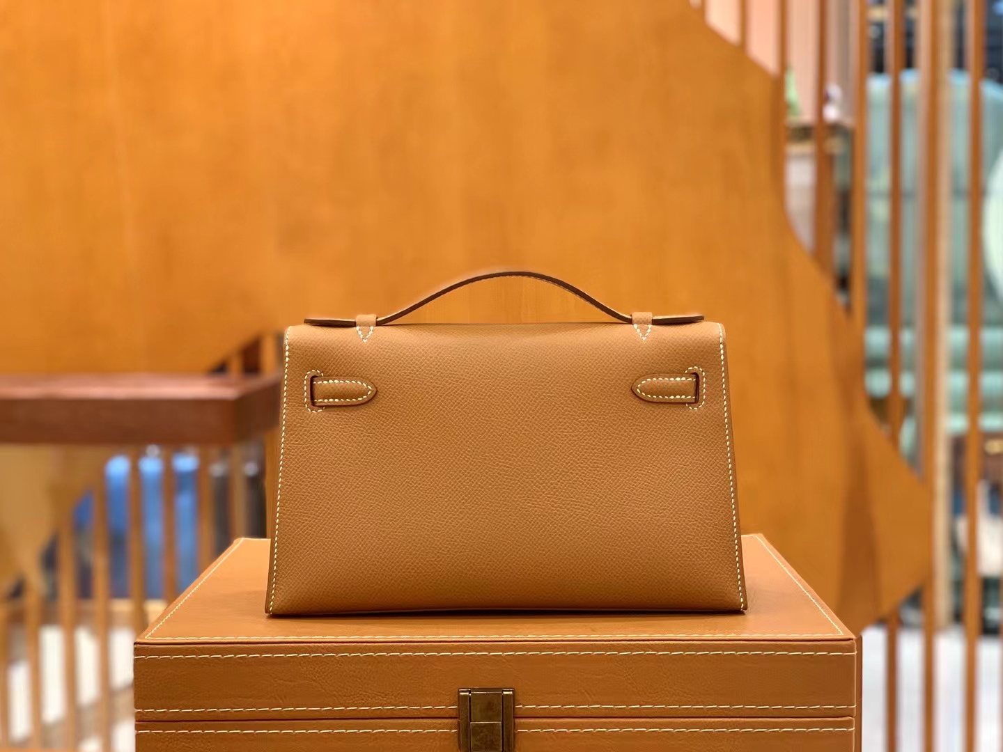 Hermès（爱马仕）Mini kelly 迷你凯莉 金棕 Epsom 掌纹牛皮 金扣 一代 原版蜜蜡线 顶级手缝