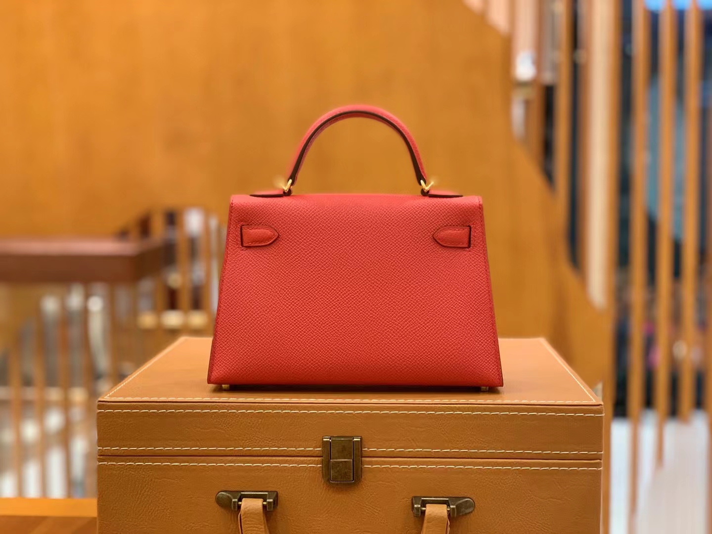 Hermès（爱马仕）Mini kelly 迷你凯莉 大红色 Epsom掌纹牛皮 金扣 二代 原版蜜蜡线 顶级手缝