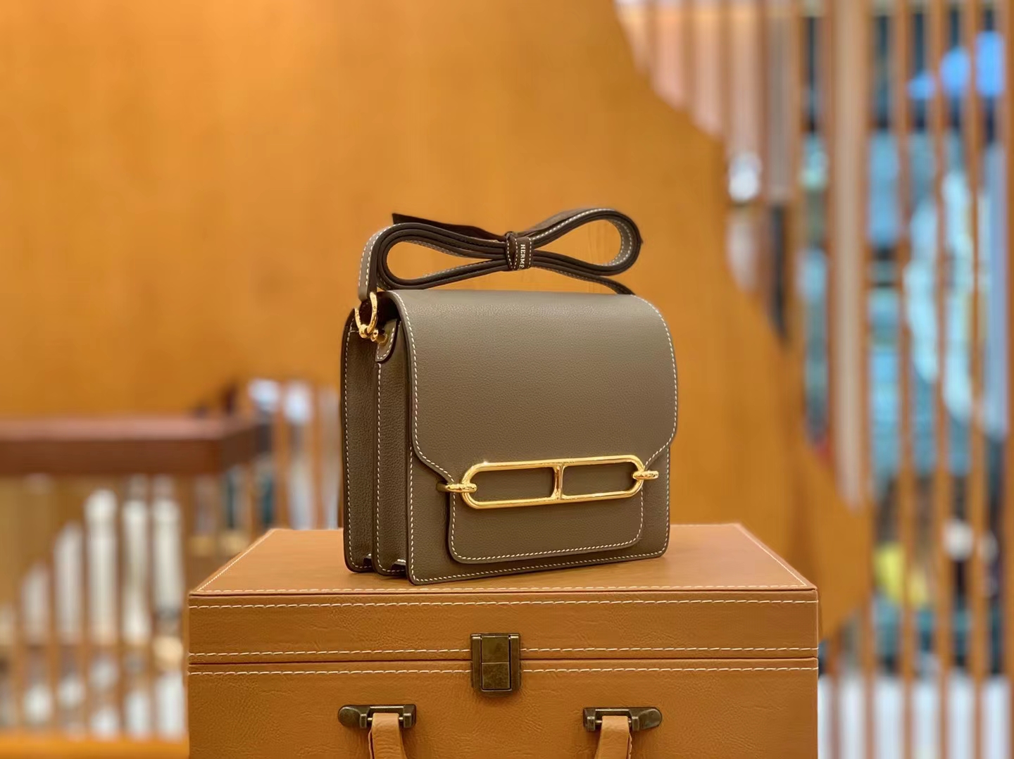 Hermès（爱马仕）Rouils Mini 迷你 猪鼻子 大象灰 Evercolor 牛皮 金扣 原版蜜蜡线 顶级手缝