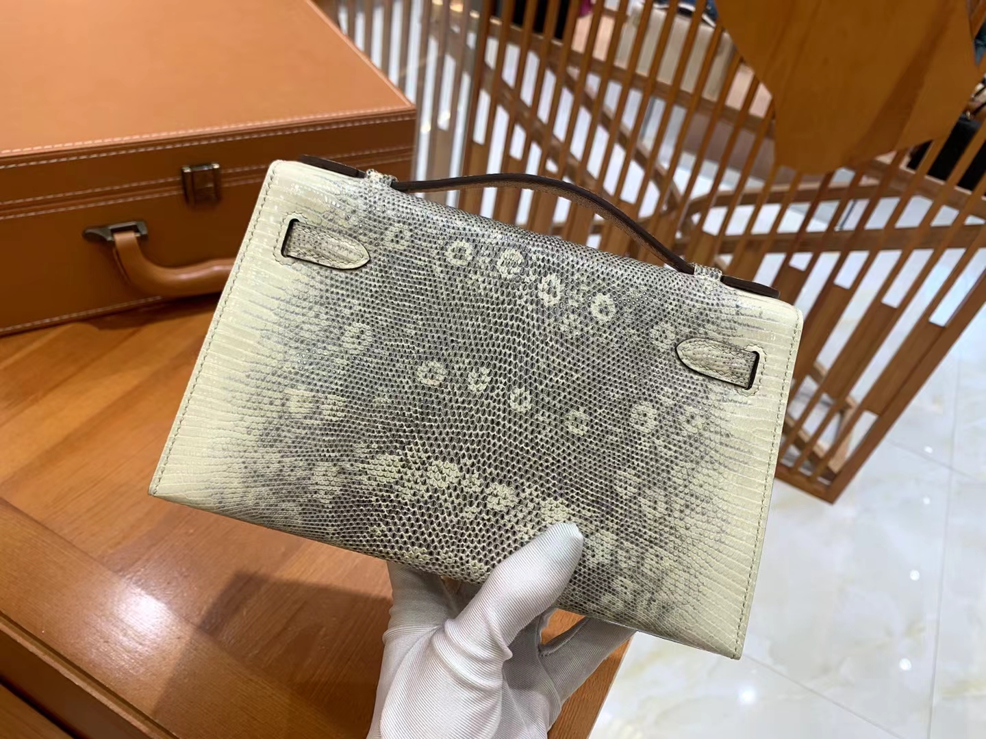Hermes 爱马仕 Mini Kelly 一代 原色 南非野生蜥蜴皮