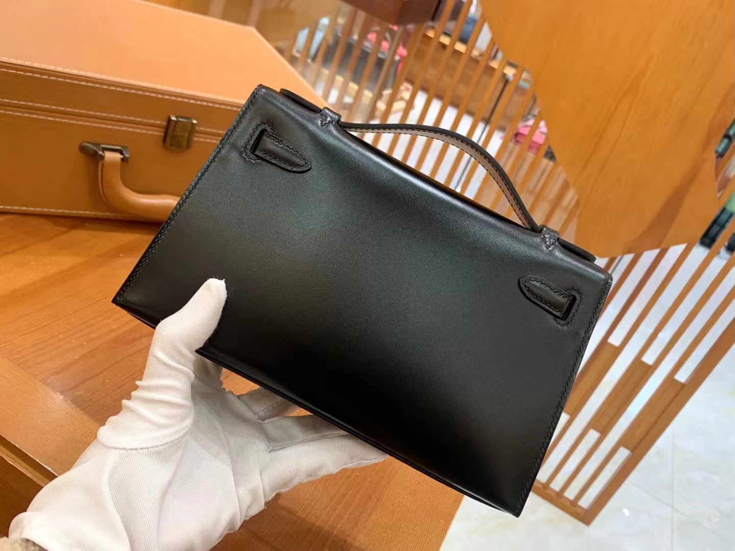HERMES 爱马仕【现货】 Mini Kelly 一代 黑色CC89 Nior 进口蜜蜡线 全手工制作