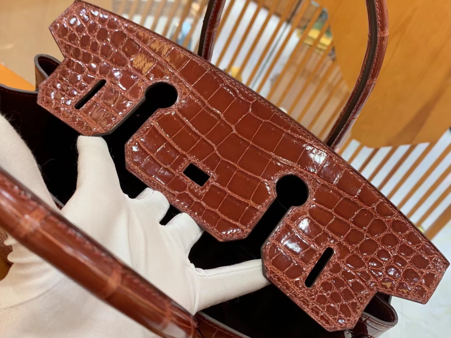 Hermes 爱马仕 Birkin 30cm 28 Caramel 焦糖棕 一级进口尼罗鳄“••” 金扣 进口蜜蜡线 全手工制作