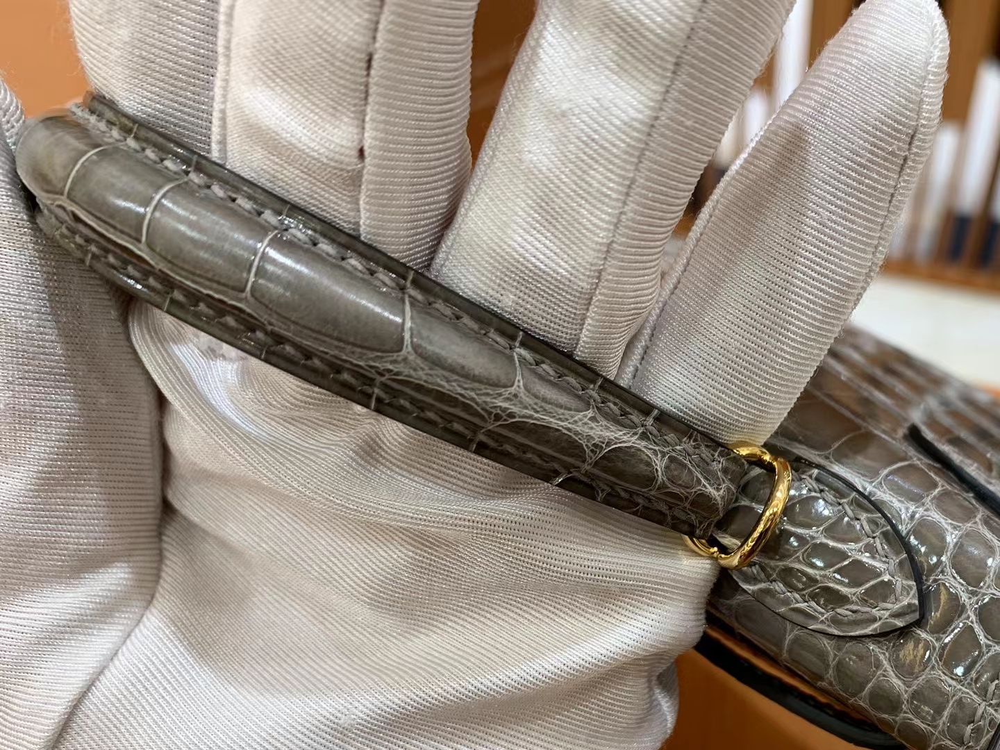 HERMES 爱马仕 Mini kelly 二代 8C Gri Elephant大象灰 一级进口美洲鳄 金扣 进口蜜蜡线 全手工制作