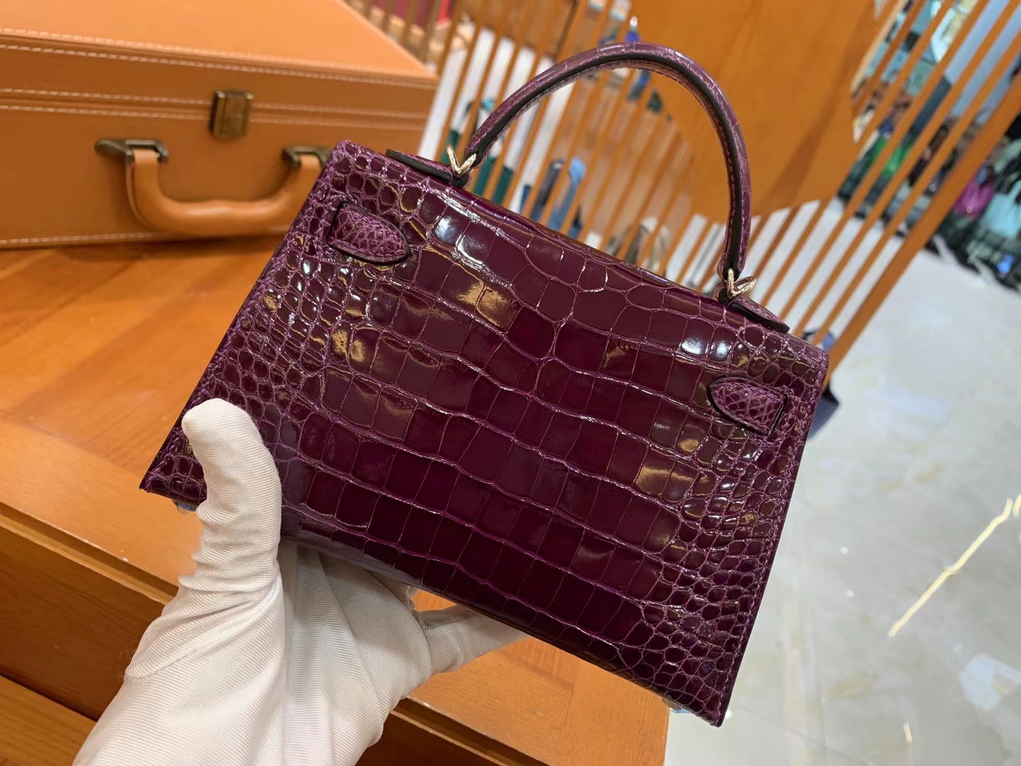 HERMES 爱马仕 Mini kelly 二代 9G Amethyste 水晶紫 一级进口美洲鳄 银扣 进口蜜蜡线 全手工制作