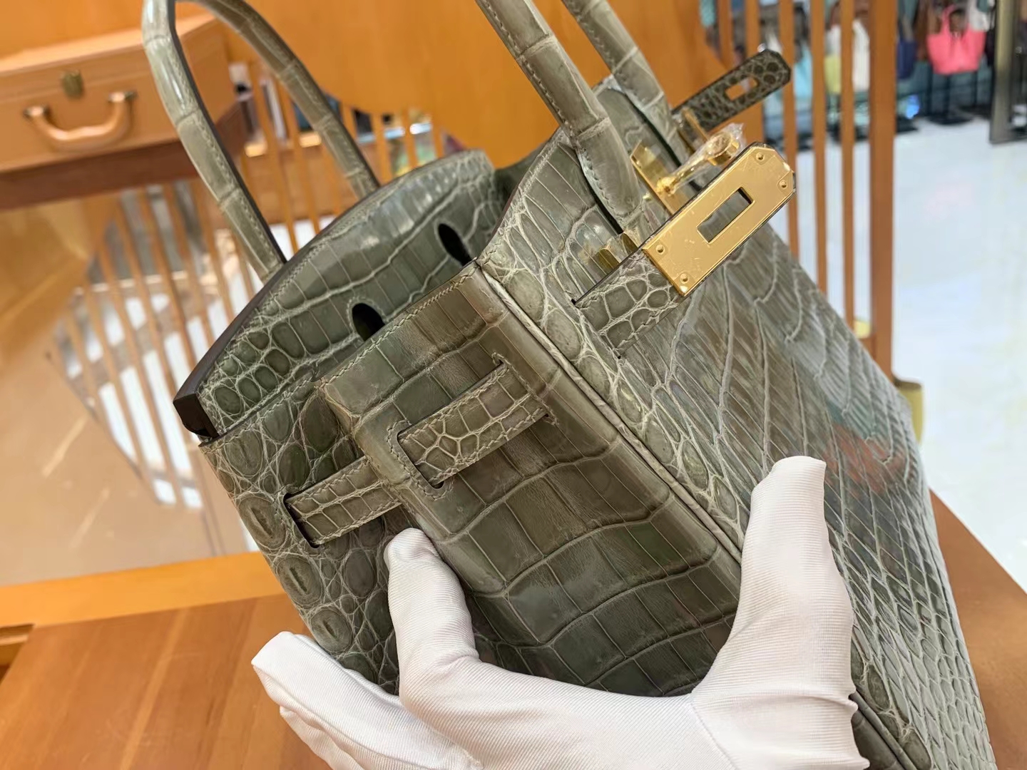 Hermes 爱马仕 Birkin 30cm 82 GRIS AGATE 玛瑙灰 一级进口尼罗鳄“••” 金扣 进口蜜蜡线 全手工制作