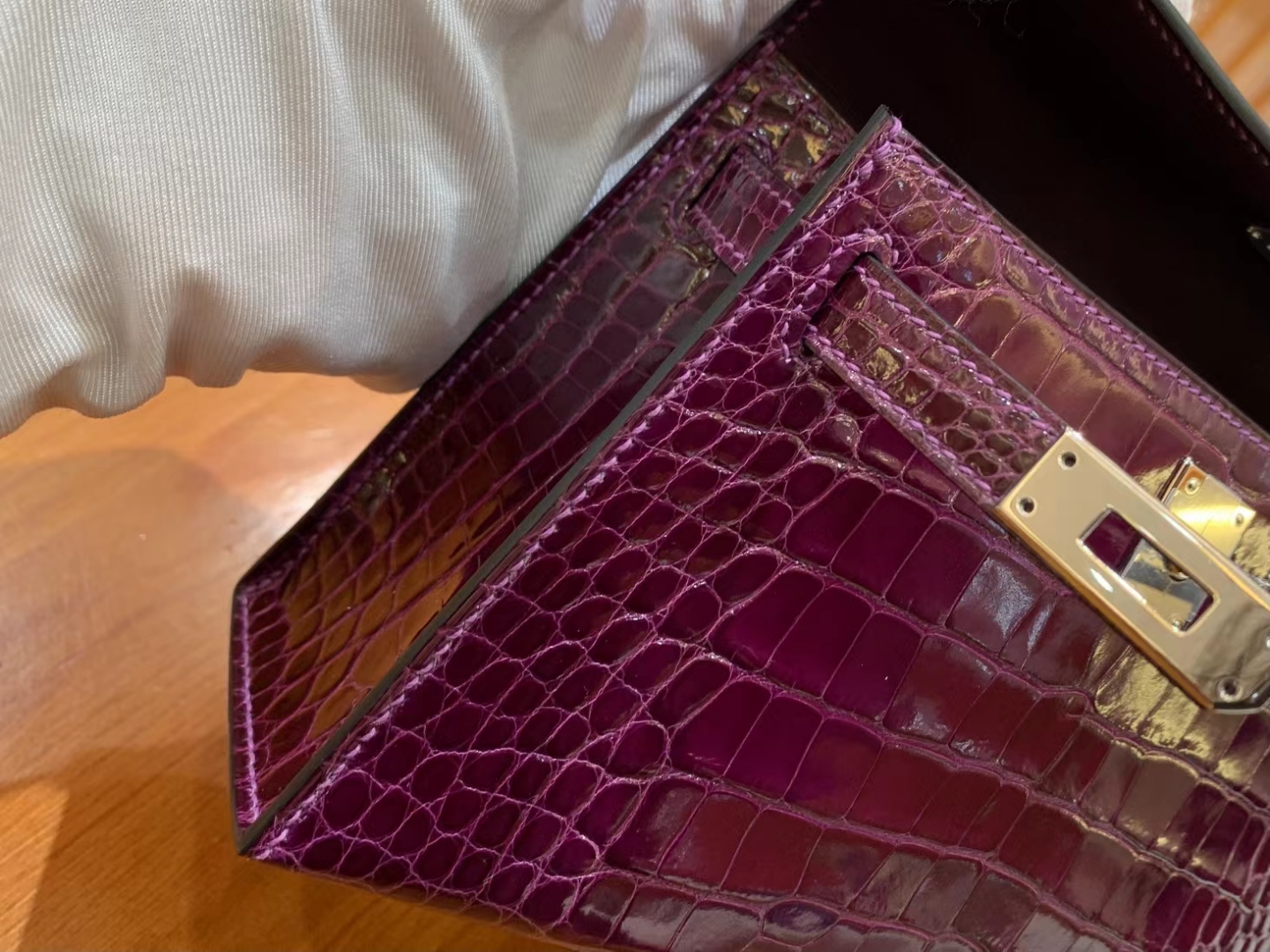 HERMES 爱马仕 Mini kelly 二代 9G Amethyste 水晶紫 一级进口美洲鳄 银扣 进口蜜蜡线 全手工制作