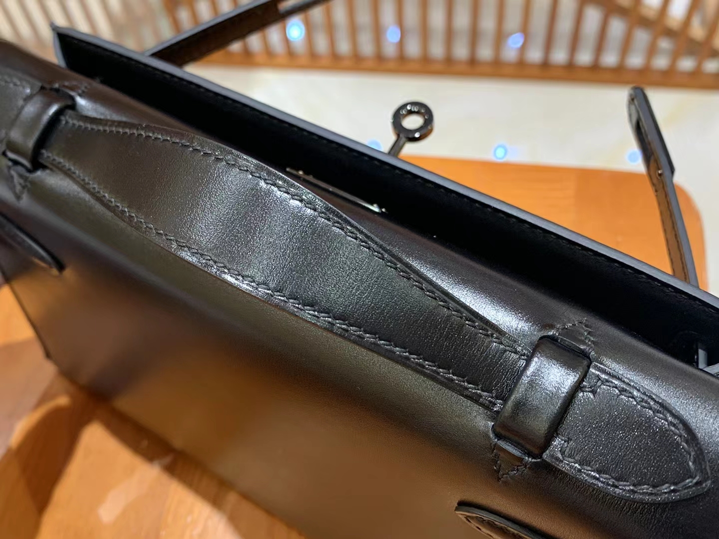 HERMES 爱马仕【现货】 Mini Kelly 一代 黑色CC89 Nior BOX 进口蜜蜡线 全手工制作