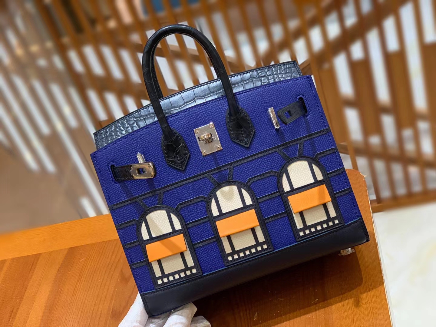 HERMES 爱马仕 限量版 小房子 20cm  7T Bleu Electrique 电光蓝