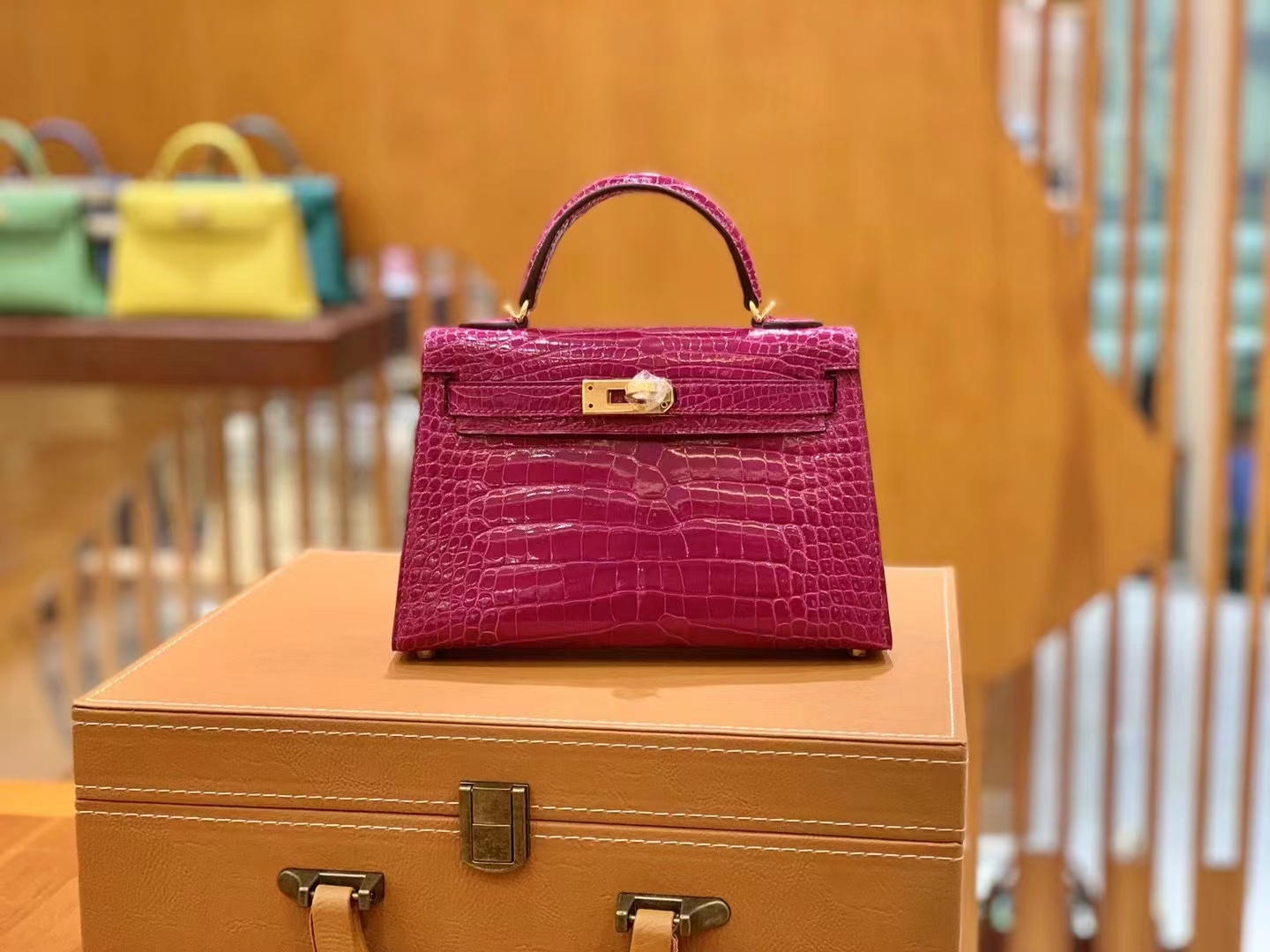 爱马仕 Hermes Mini kelly 二代 天方夜谭紫J5 Rose Sheherazade 一级进口美洲鳄 金扣 进口蜜蜡线 全手工制作