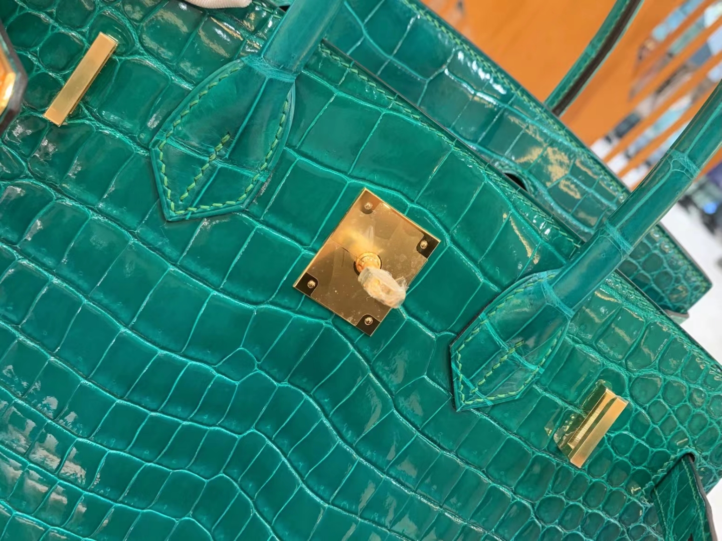 爱马仕 Hermes  Birkin 30CM 6Q Vert Emeraude 翡翠绿 一级进口湾鳄 进口蜜蜡线 全手工制作