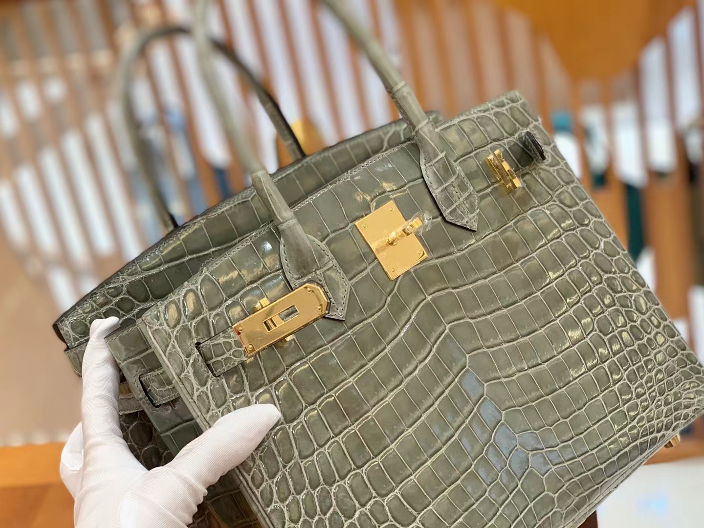 Hermes 爱马仕 Birkin 30cm 82 GRIS AGATE 玛瑙灰 一级进口尼罗鳄“••” 金扣 进口蜜蜡线 全手工制作