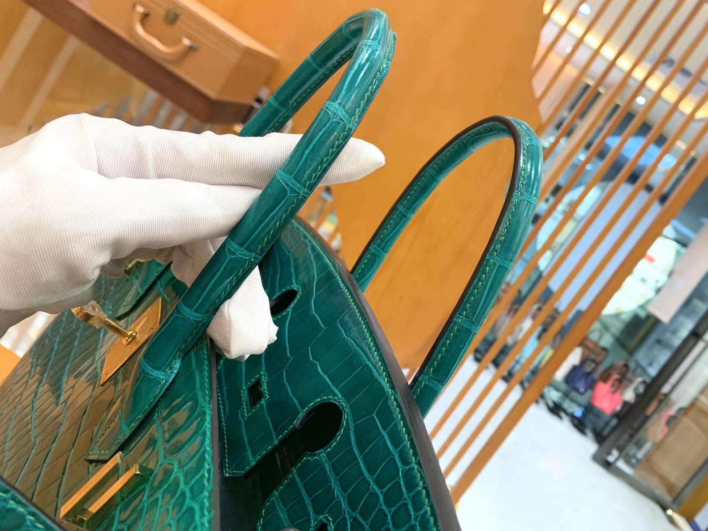 爱马仕 Hermes  Birkin 30CM 6Q Vert Emeraude 翡翠绿 一级进口湾鳄 进口蜜蜡线 全手工制作