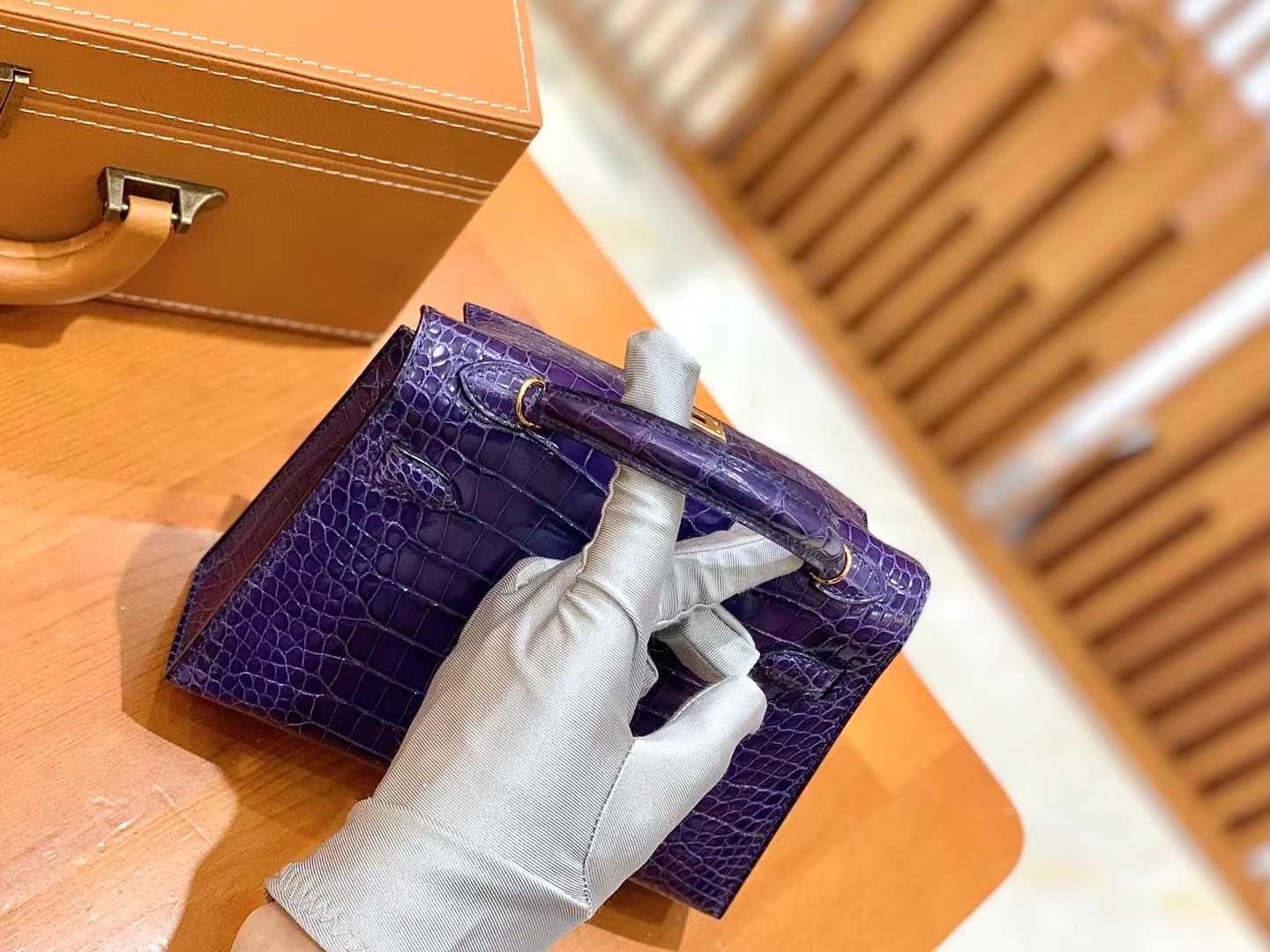 爱马仕 Hermes Mini kelly 二代 73 Blue Saphir宝石蓝 一级进口美洲鳄 金扣 进口蜜蜡线 全手工制作