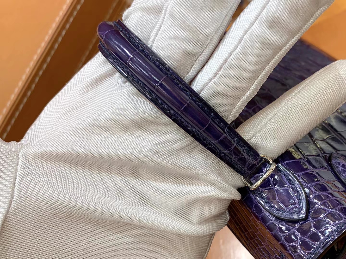 HERMES 爱马仕 Mini kelly 二代 73 Blue Saphir宝石蓝 一级进口美洲鳄 金扣 进口蜜蜡线 全手工制作