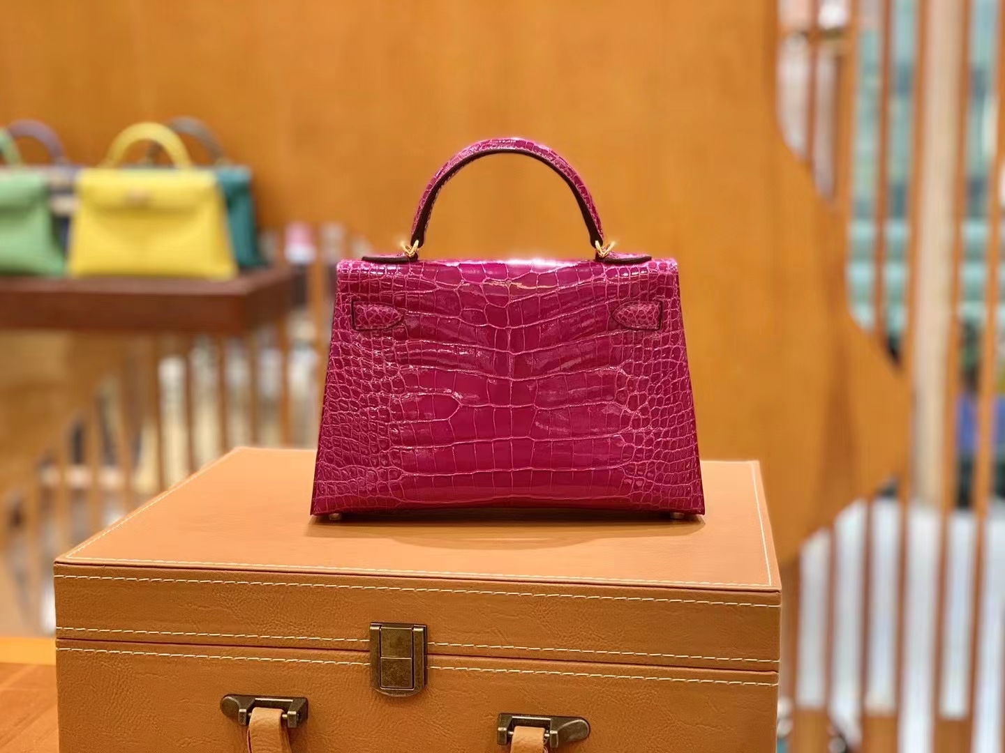 爱马仕 Hermes Mini kelly 二代 天方夜谭紫J5 Rose Sheherazade 一级进口美洲鳄 金扣 进口蜜蜡线 全手工制作