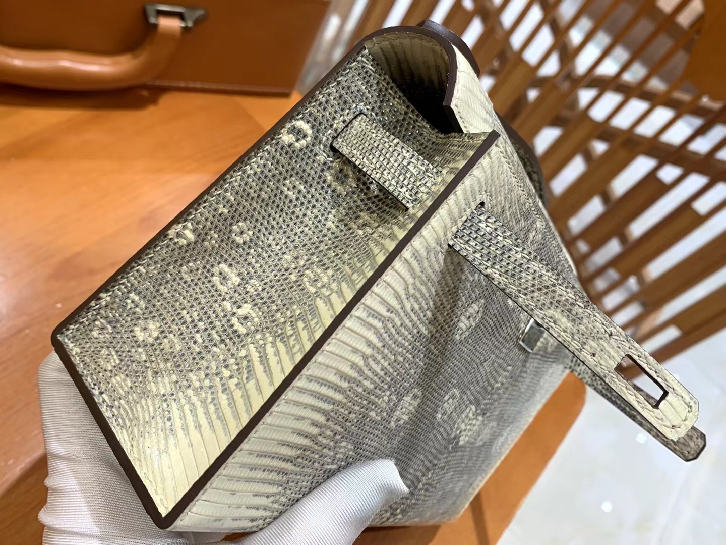 Hermes 爱马仕 Mini Kelly 一代 原色 南非野生蜥蜴皮