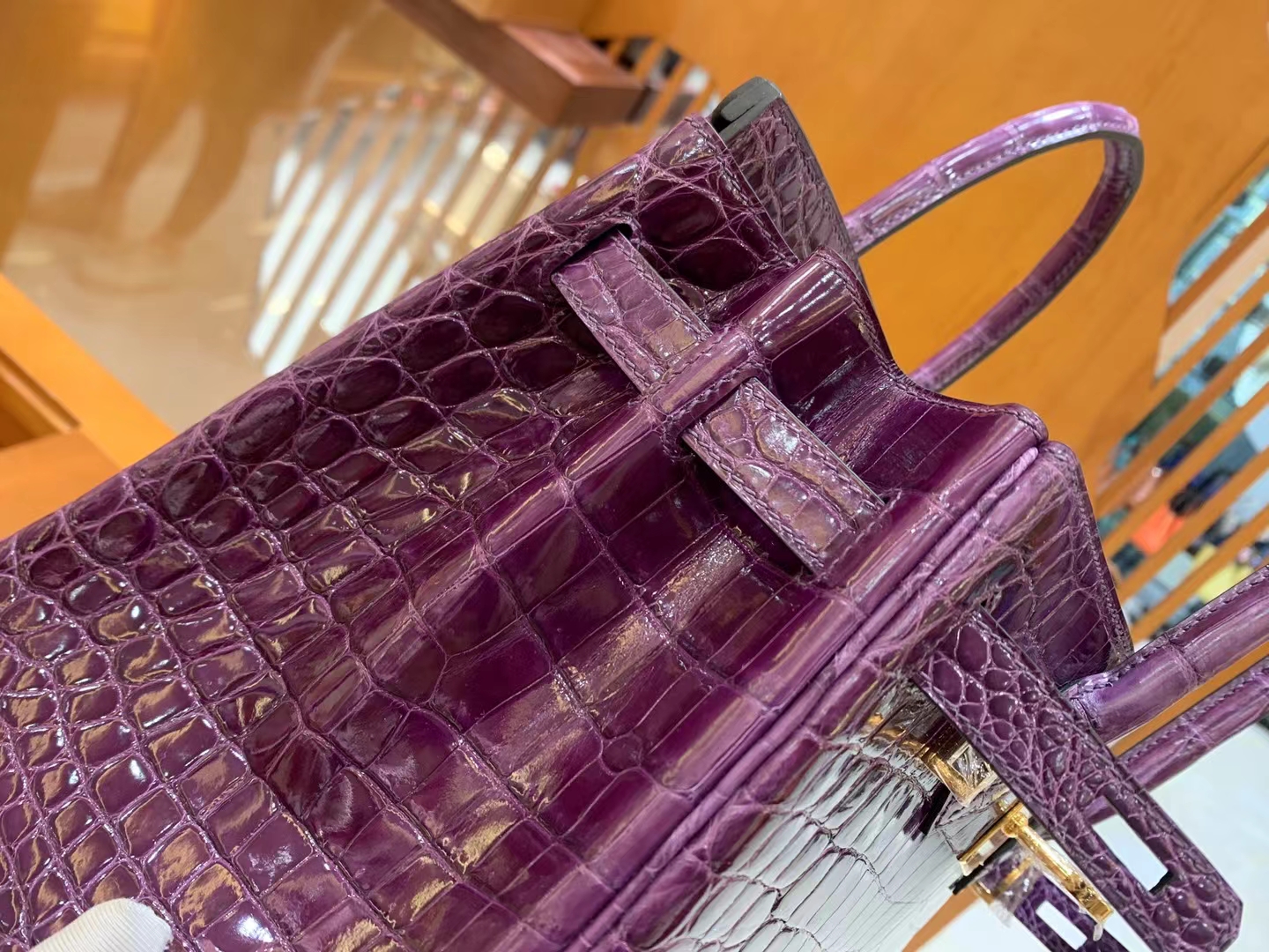 Hermes 爱马仕 Birkin 30cm 9G Amethyst 水晶紫 一级进口尼罗鳄“••” 金扣 进口蜜蜡线 全手工制作