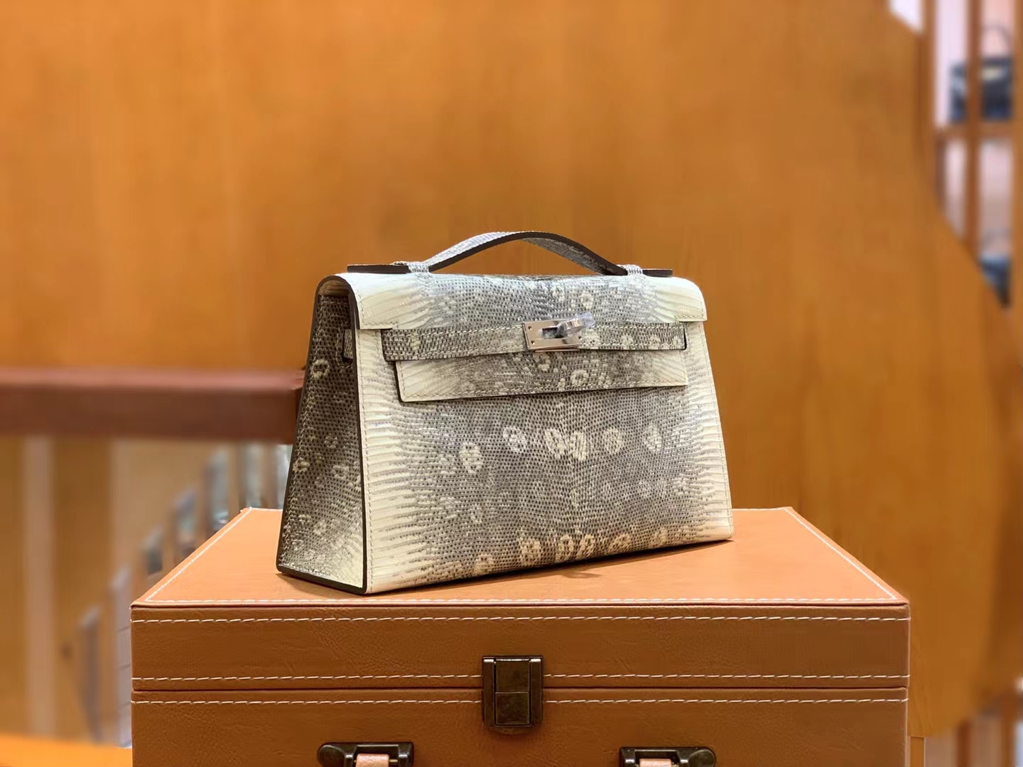 Hermes 爱马仕 Mini Kelly 一代 原色 南非野生蜥蜴皮