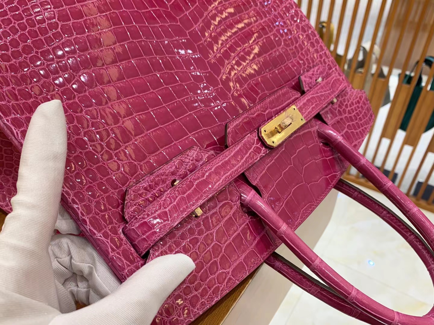 爱马仕 Hermes  Birkin 30CM 5J Fuchsia 桃粉 一级进口湾鳄 进口蜜蜡线 全手工制作