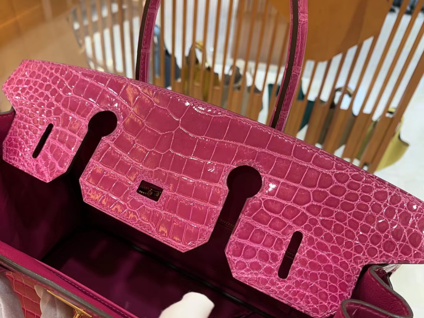 爱马仕 Hermes  Birkin 30CM 5J Fuchsia 桃粉 一级进口湾鳄 进口蜜蜡线 全手工制作