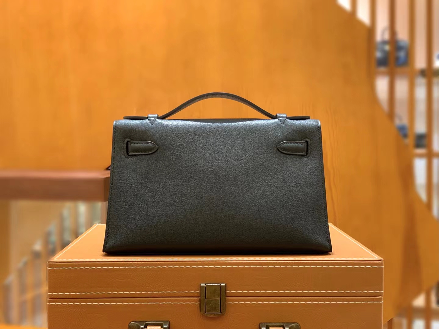 HERMES 爱马仕【现货】 Mini Kelly 一代 黑色CC89 Nior togo 进口蜜蜡线 全手工制作