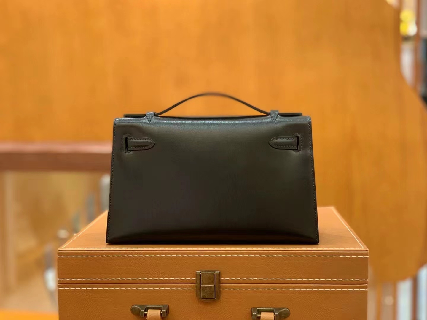 HERMES 爱马仕【现货】 Mini Kelly 一代 黑色CC89 Nior 进口蜜蜡线 全手工制作