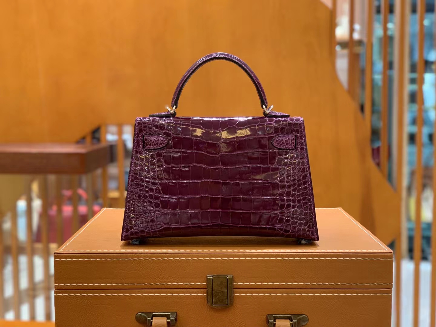 HERMES 爱马仕 Mini kelly 二代 9G Amethyste 水晶紫 一级进口美洲鳄 银扣 进口蜜蜡线 全手工制作