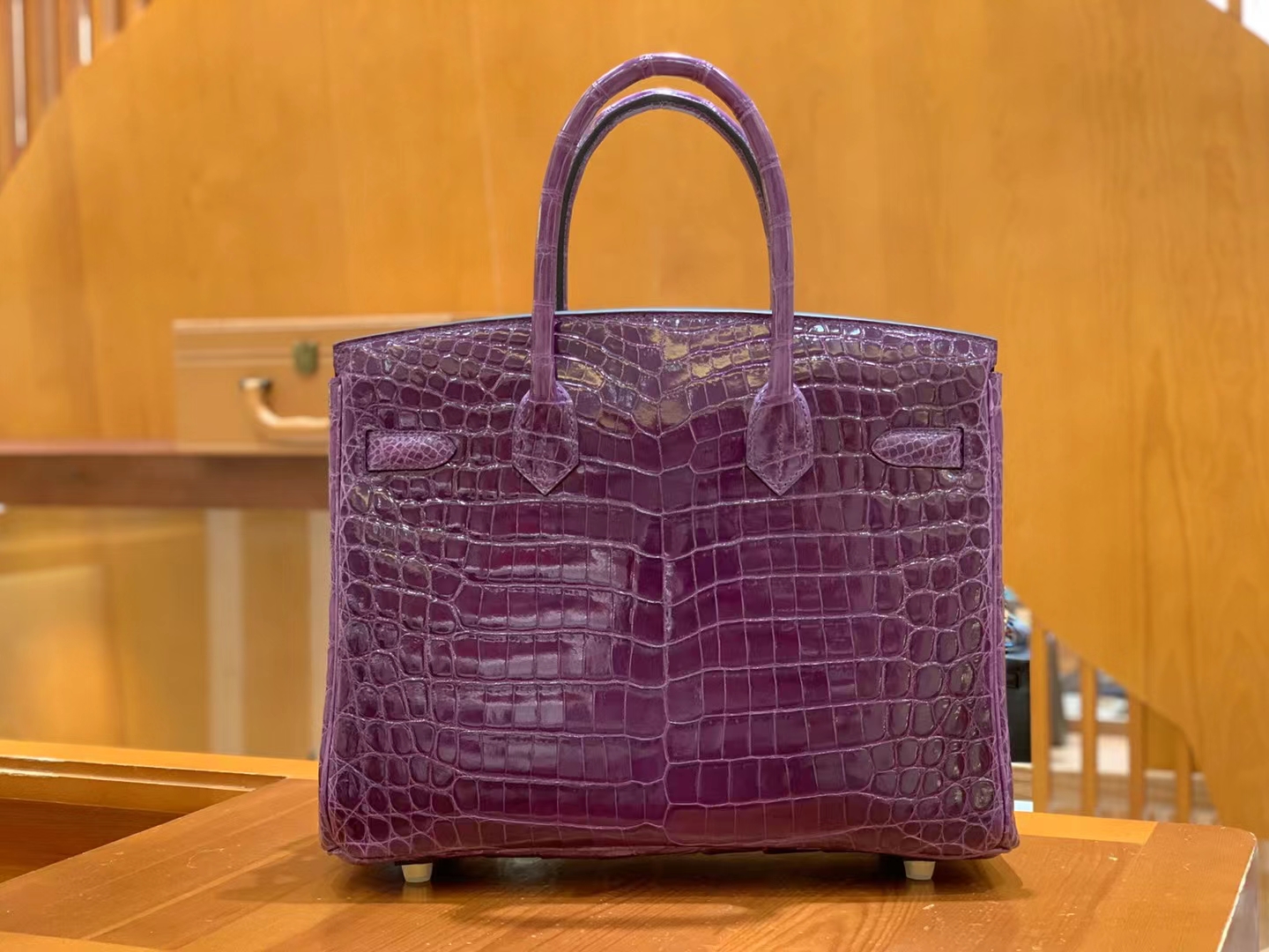 Hermes 爱马仕 Birkin 30cm 9G Amethyst 水晶紫 一级进口尼罗鳄“••” 金扣 进口蜜蜡线 全手工制作