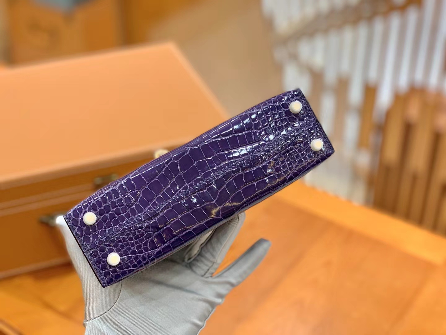 爱马仕 Hermes Mini kelly 二代 73 Blue Saphir宝石蓝 一级进口美洲鳄 金扣 进口蜜蜡线 全手工制作