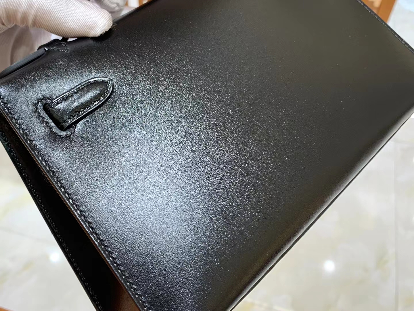 HERMES 爱马仕【现货】 Mini Kelly 一代 黑色CC89 Nior BOX 进口蜜蜡线 全手工制作