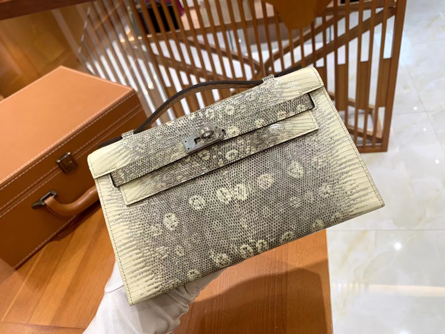 Hermes 爱马仕 Mini Kelly 一代 原色 南非野生蜥蜴皮