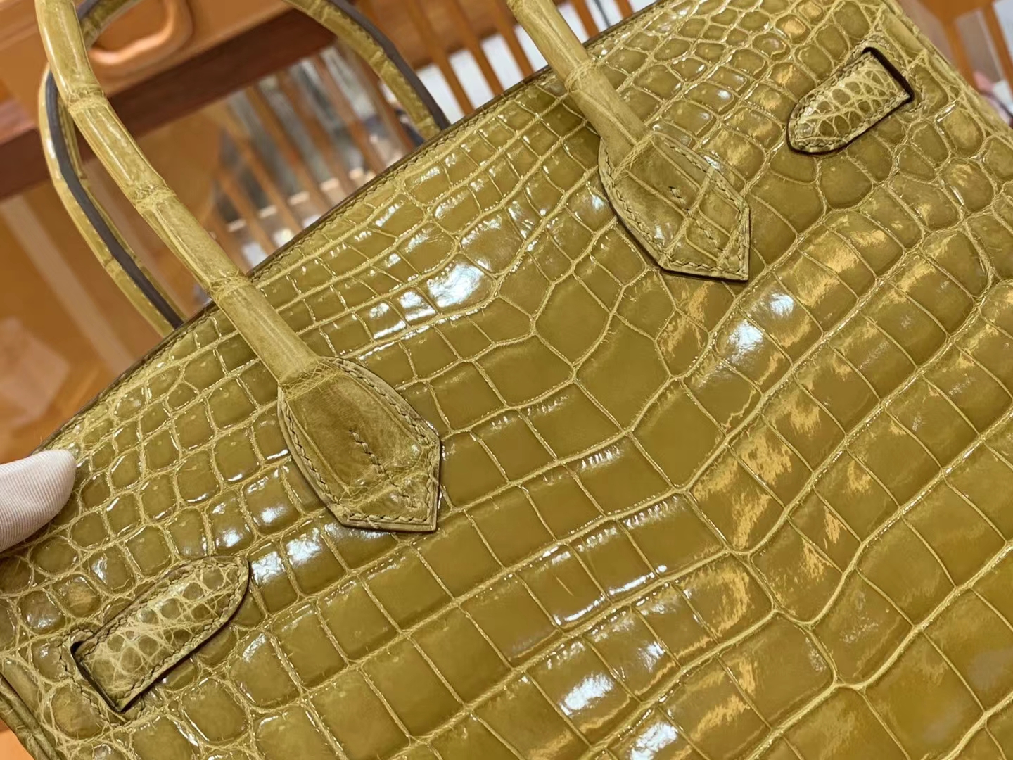 Hermes 爱马仕 Birkin 30cm 2C Curry咖喱黄 芥黄 一级进口尼罗鳄“••” 金扣 进口蜜蜡线 全手工制作