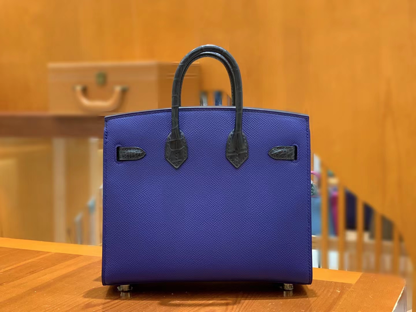 HERMES 爱马仕 限量版 小房子 20cm  7T Bleu Electrique 电光蓝