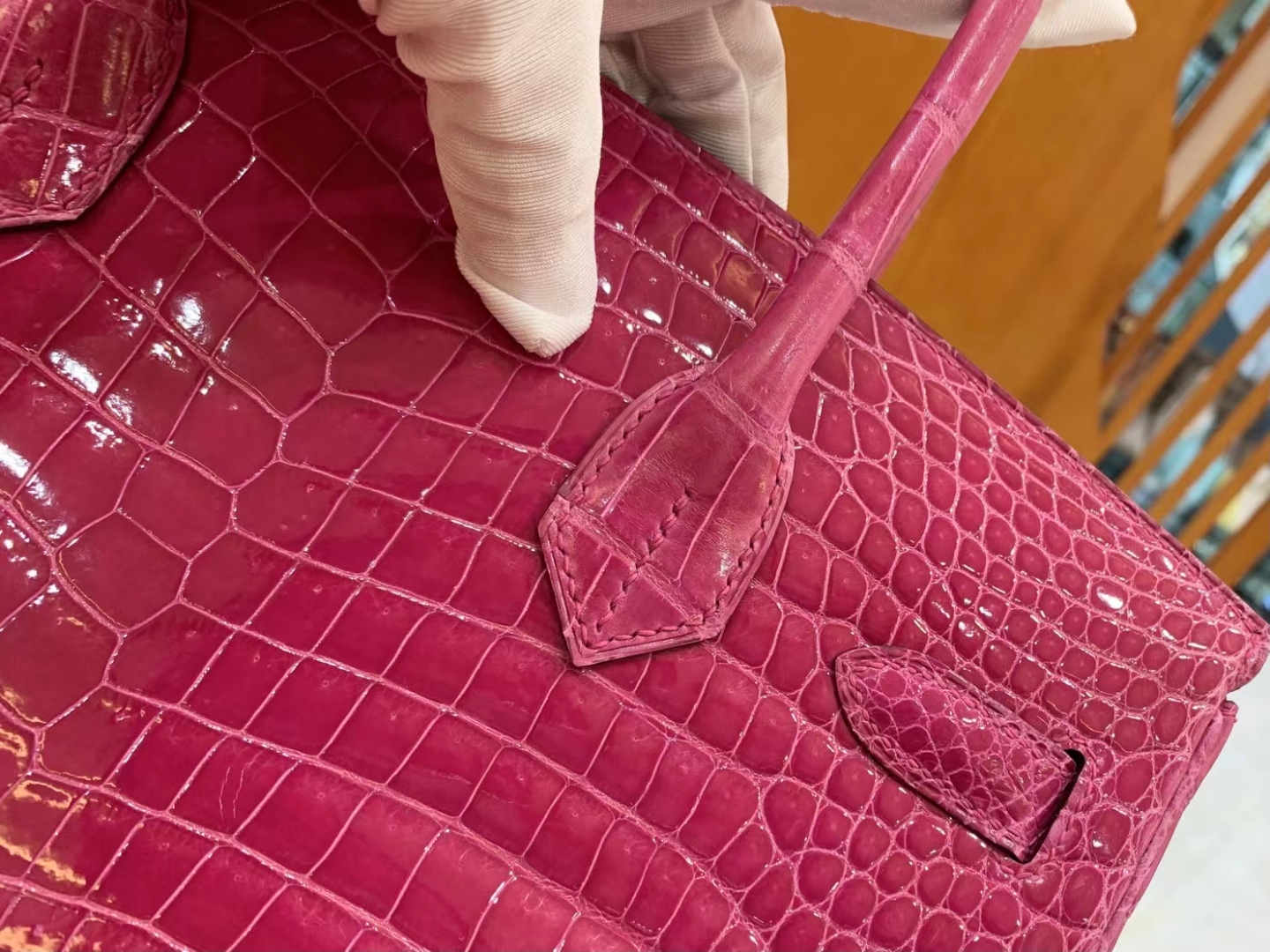 爱马仕 Hermes  Birkin 30CM 5J Fuchsia 桃粉 一级进口湾鳄 进口蜜蜡线 全手工制作