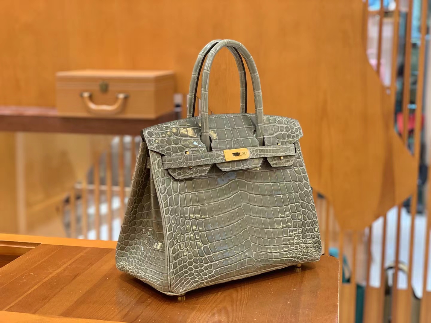 Hermes 爱马仕 Birkin 30cm 82 GRIS AGATE 玛瑙灰 一级进口尼罗鳄“••” 金扣 进口蜜蜡线 全手工制作