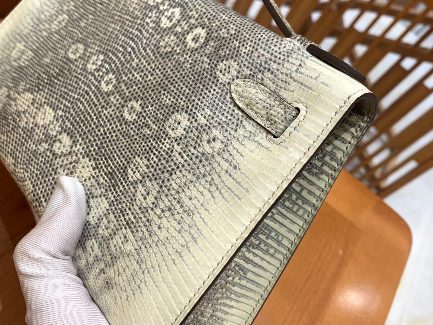 Hermes 爱马仕 Mini Kelly 一代 原色 南非野生蜥蜴皮