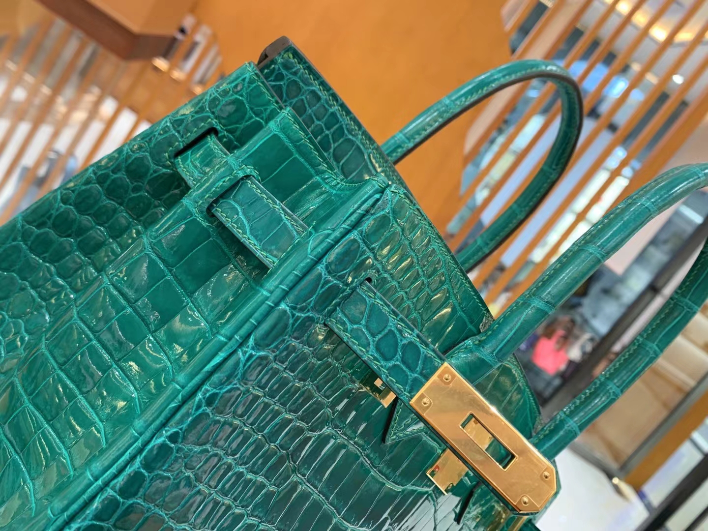 爱马仕 Hermes  Birkin 30CM 6Q Vert Emeraude 翡翠绿 一级进口湾鳄 进口蜜蜡线 全手工制作