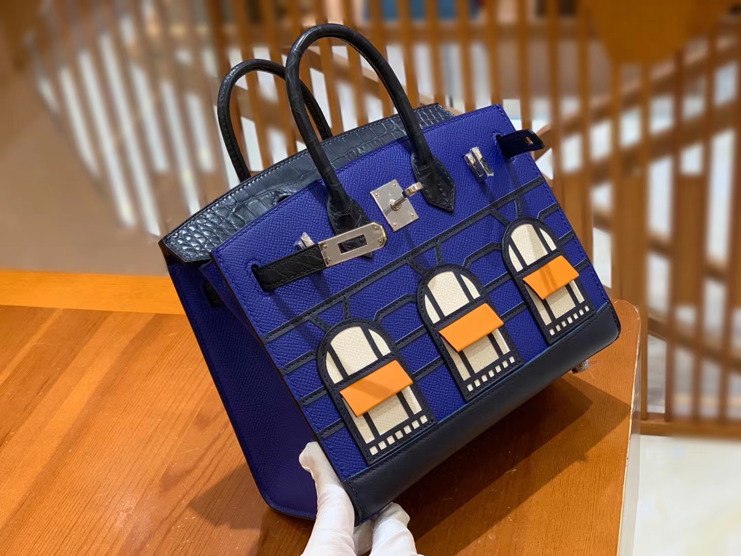 HERMES 爱马仕 限量版 小房子 20cm  7T Bleu Electrique 电光蓝