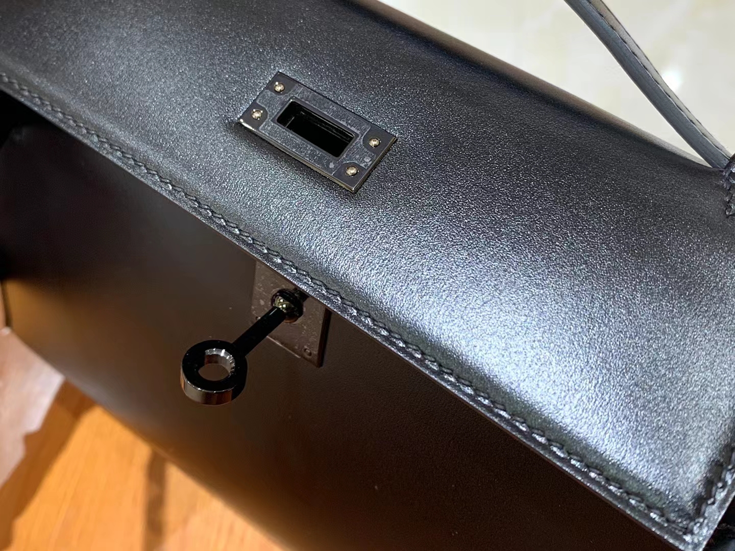 HERMES 爱马仕【现货】 Mini Kelly 一代 黑色CC89 Nior BOX 进口蜜蜡线 全手工制作